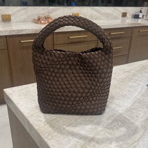 Woven Top-Handle Women’s Bag in Chocolate Brown